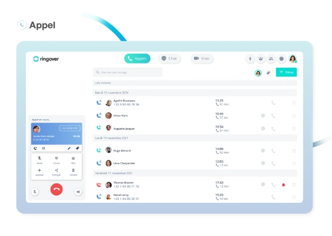 Ringover : interface d’appel